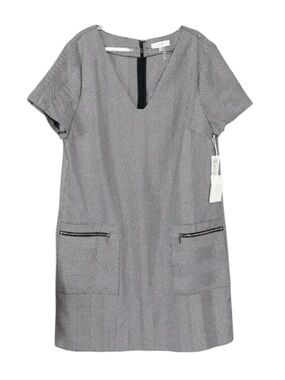 1.State Chevron Striped Herringbone Print Dress Black White Size 10